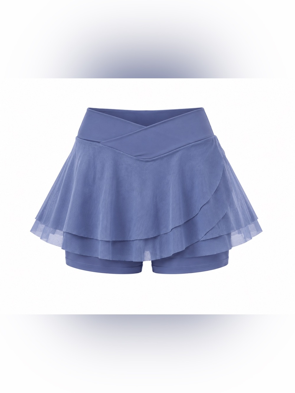 $65 POPFLEX Crisscross Hourglass Juliet Ballet Skort - Blue Haze - Size SM